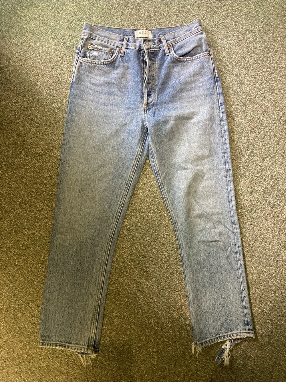 Agolde Light Wash Cropped Relaxed Straight Jeans